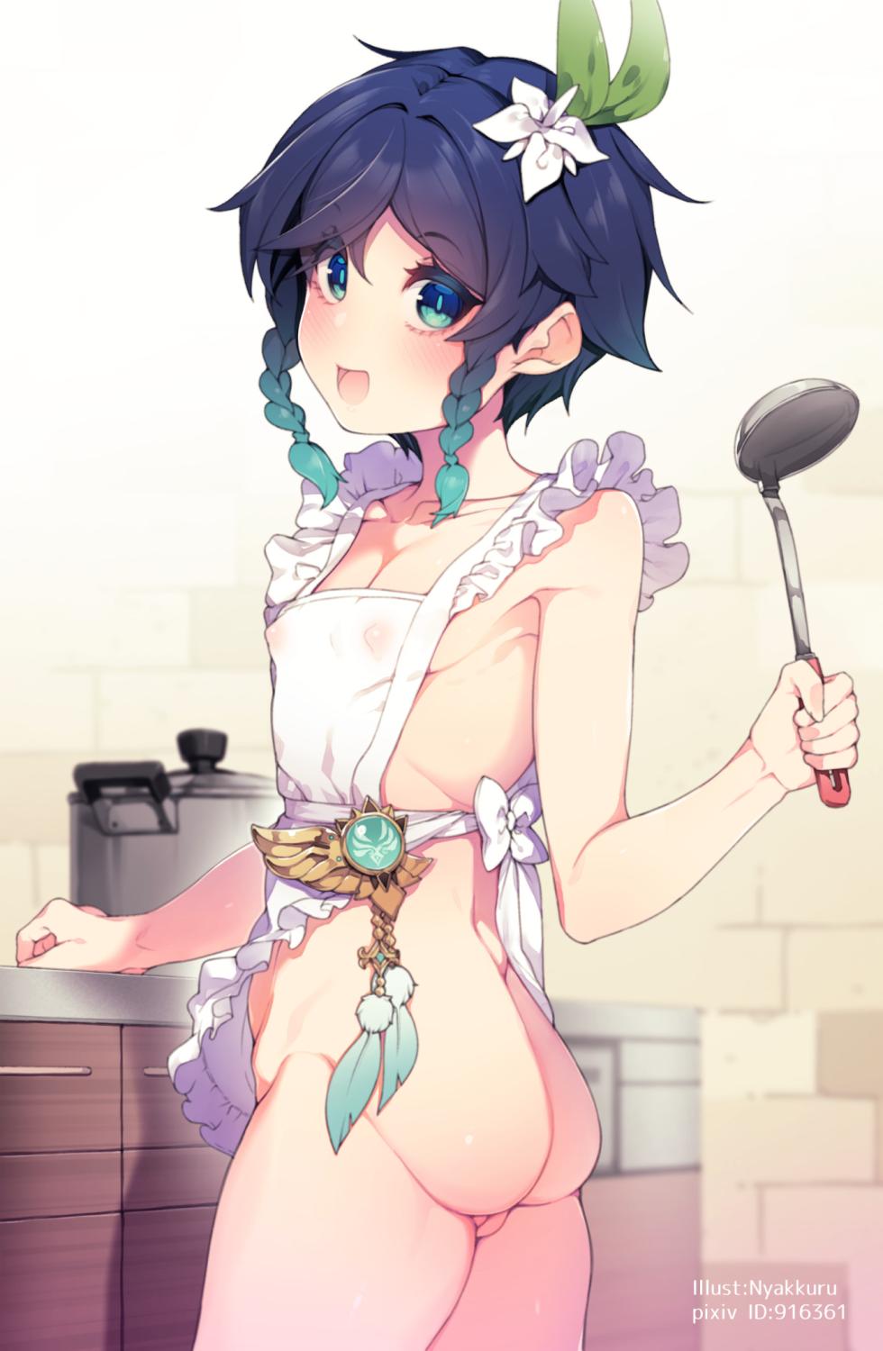 [Nyakkuru] Hadaka Apron Sugata no Venti-kyun to Shinkon Love Love Homo Sex suru Illust!!! (Genshin Impact) - Page 7
