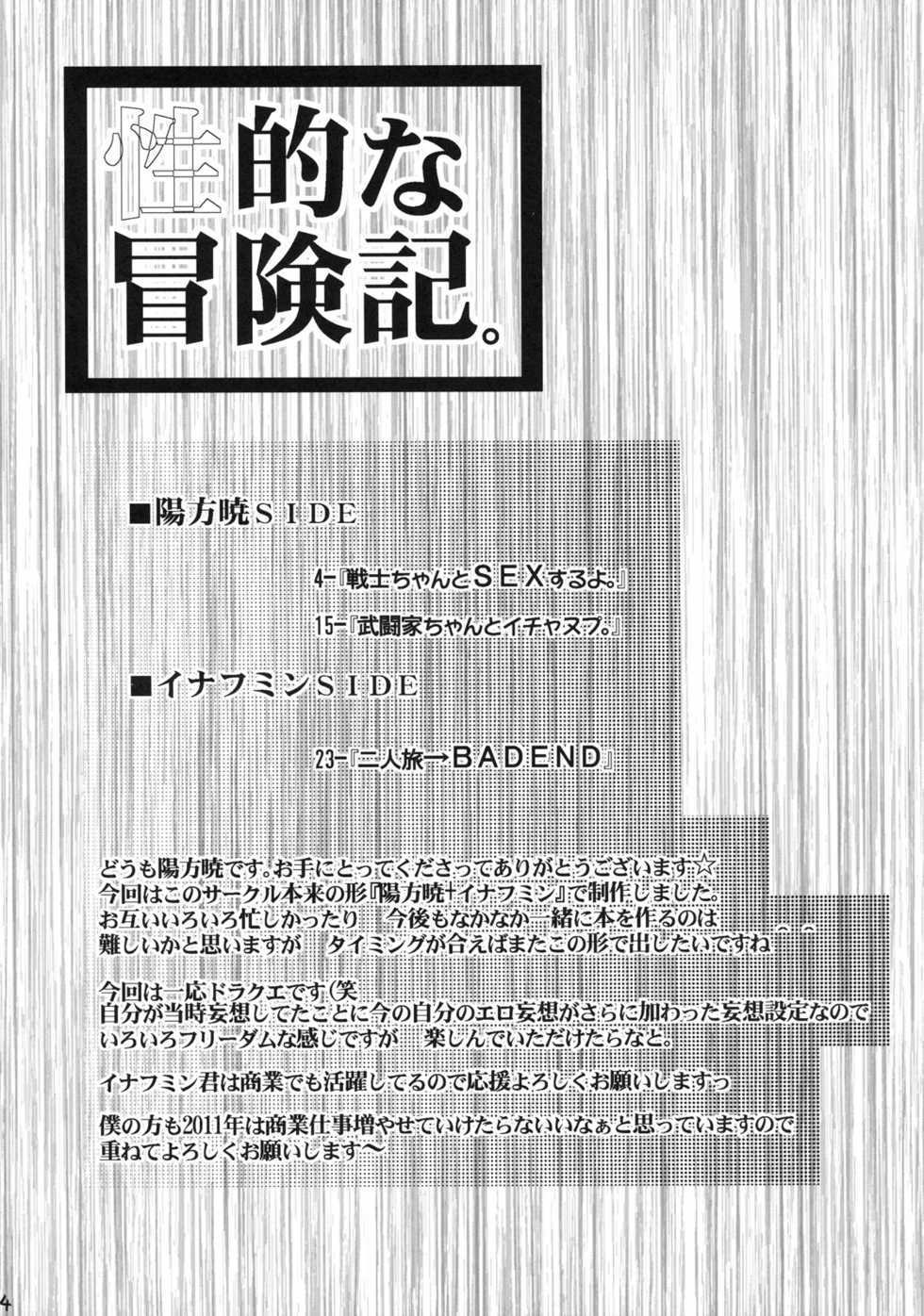 (C79) [RIBI Dou (Higata Akatsuki, Enoughmin)] Seiteki na Boukenki (Dragon Quest III) - Page 3