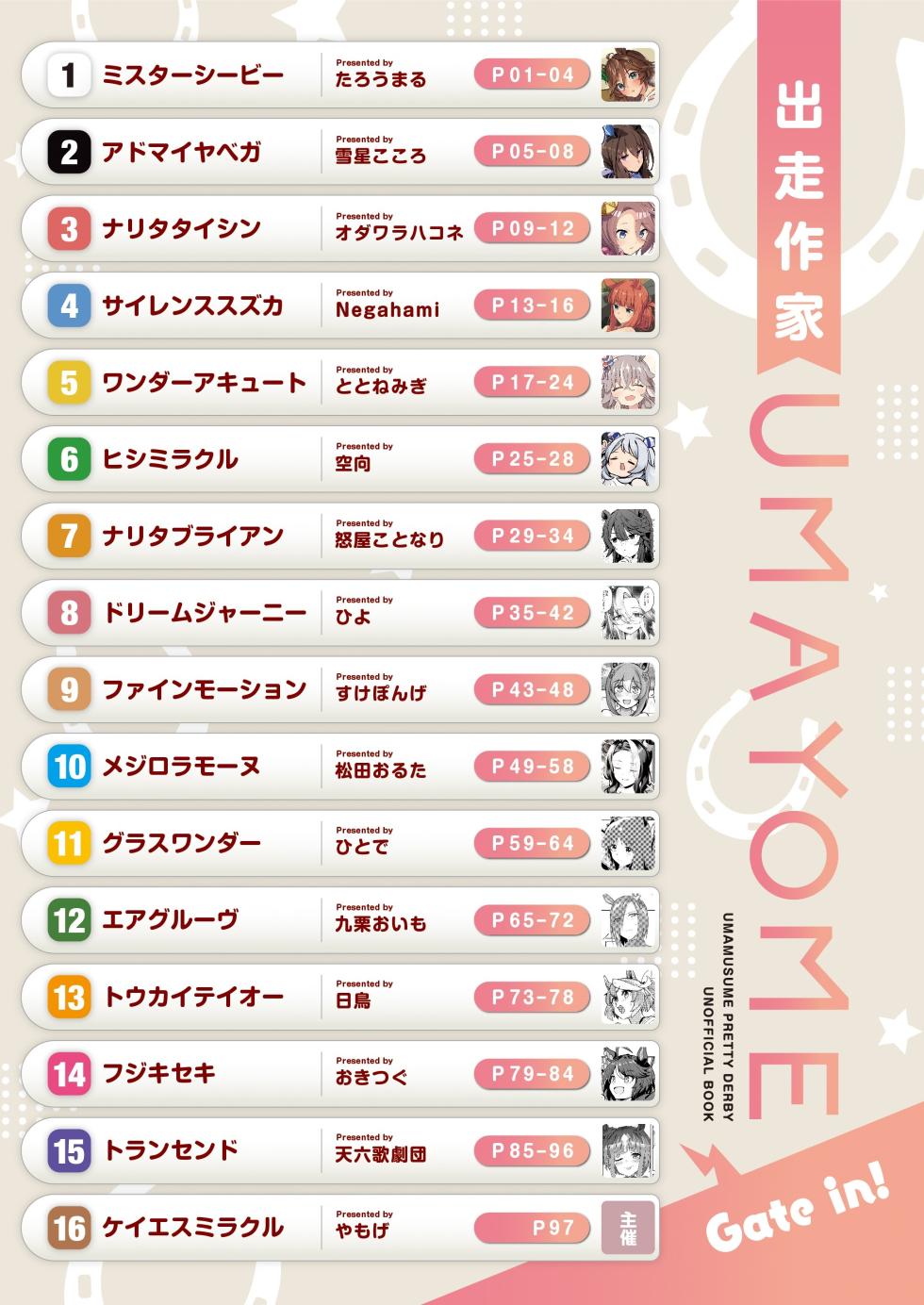 （C105）[角砂糖 (よろず)] ウマ嫁 ウマ×トレ結婚生活合同 第6R (ウマ娘プリティーダービー) [中国翻訳] - Page 2