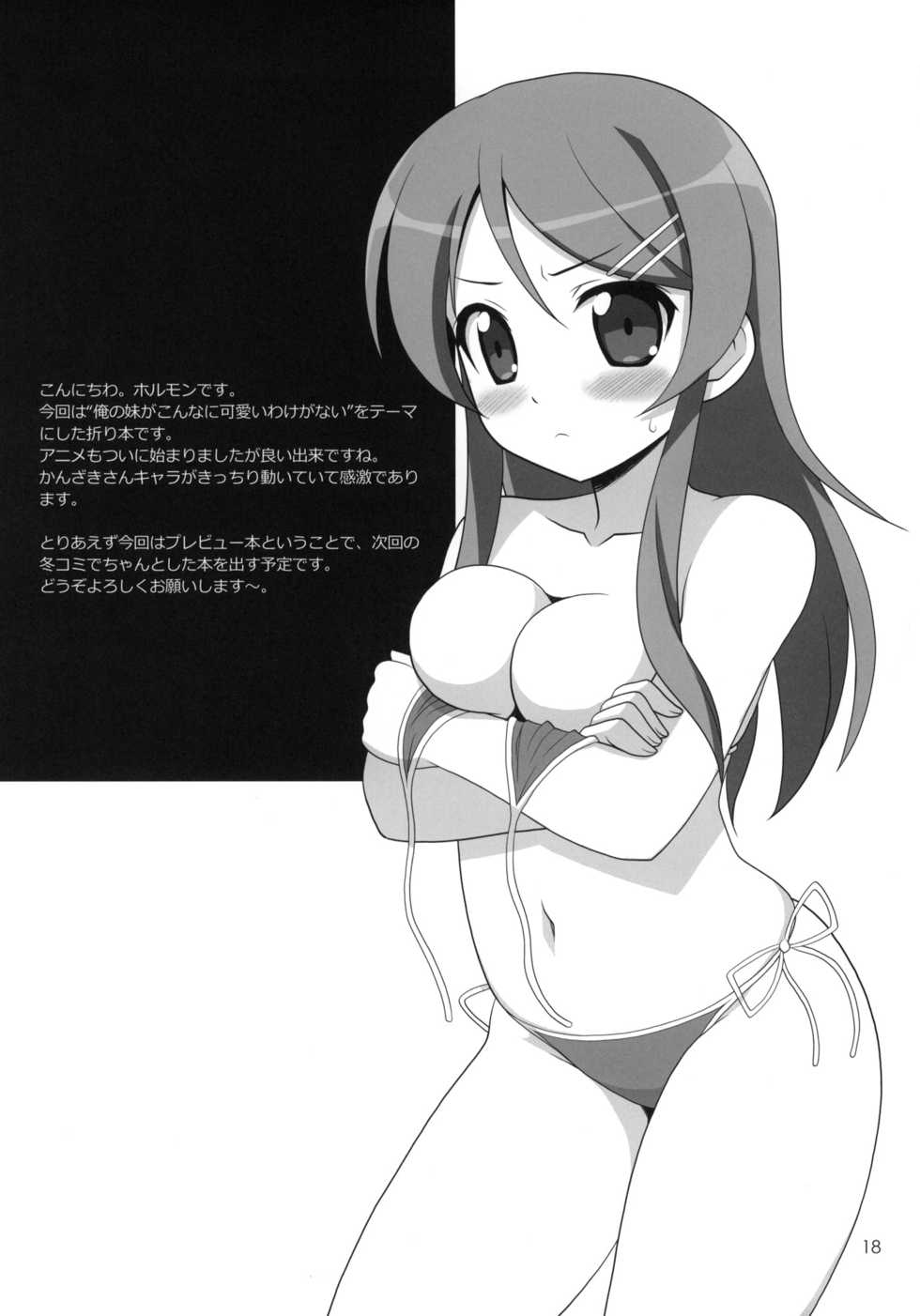 (C79) [Chokudoukan (Marcy Dog, Hormone Koijirou)] Ore no Imouto to Issho! (Ore no Imouto ga Konna ni Kawaii Wake ga nai) - Page 19