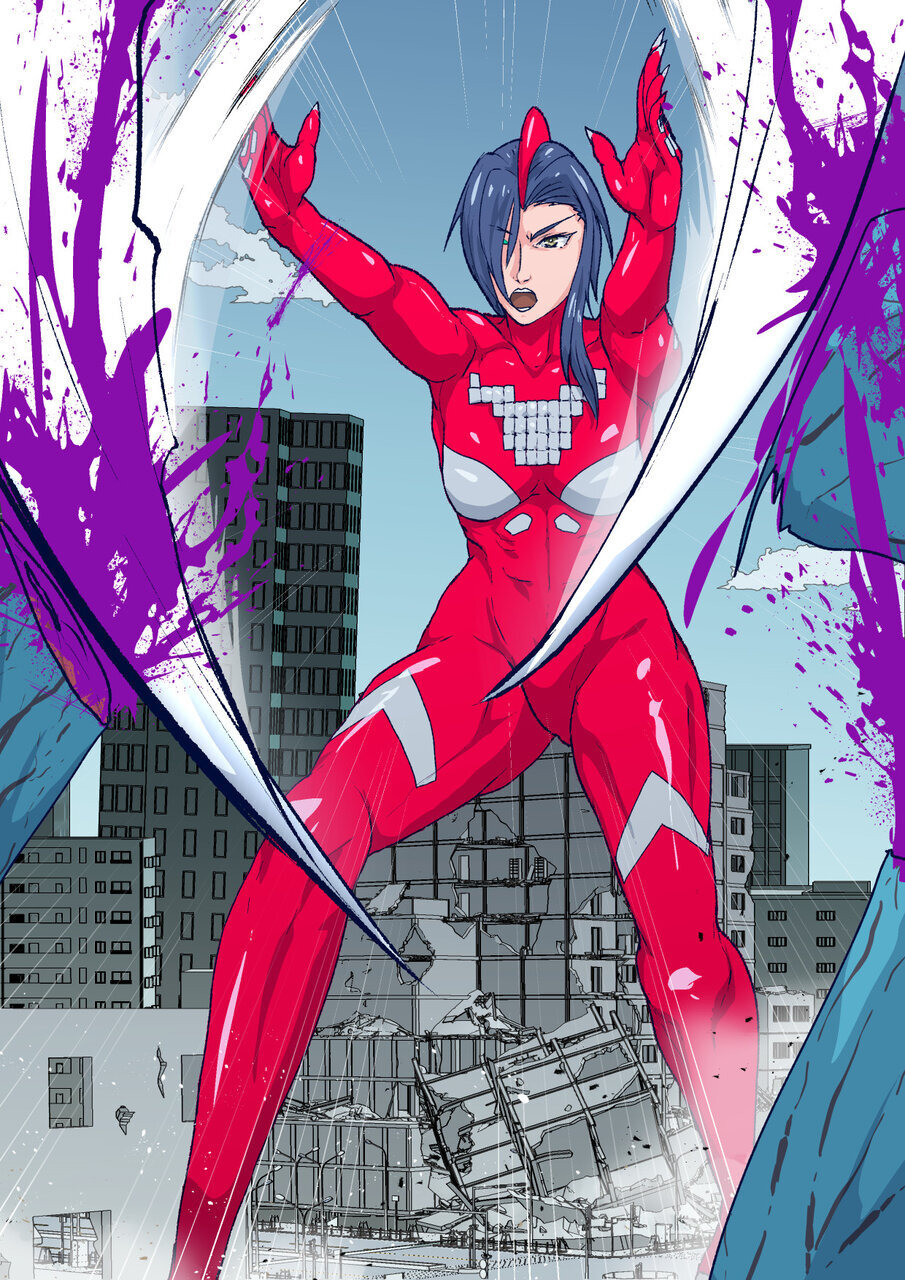 [Noname Rozetta (ArkRozetta)] Atoraruksu Reiza~ Shin Hiroin VS Mesu Kaijū~ Kūru Kyodai Reddo Hiroin Kuyūruku-teki Haiboku! Mesu Kaijū ni Nugarare Kōsoku sa rete Muyō de Etchi na Shūtai o Sarashi Haiboku suru… Ōkina Onēsan Dai Pinchi! - Page 14