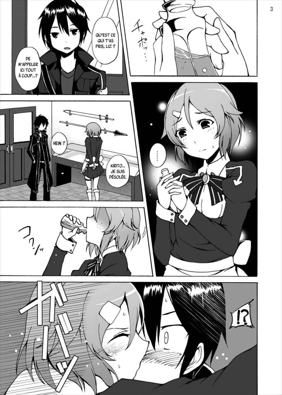 [Studio Nunchaku (Akihira)] Lisbeth no Ketsui... Kiken na Kusuri o Tsukatte demo Asuna kara Kirito o Ubatte Miseru... (Sword Art Online) [French] {SAXtrad} [Digital] - Page 3