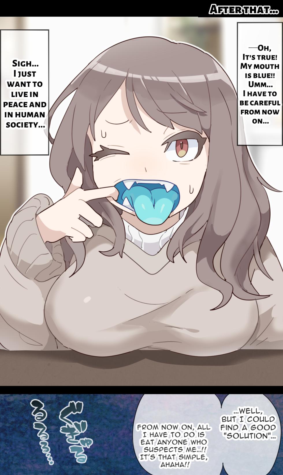 [imaat] A vore manga where you are shrunk by a girl with blue mucous membranes and then swallowed whole [English/Japanese] - Page 5