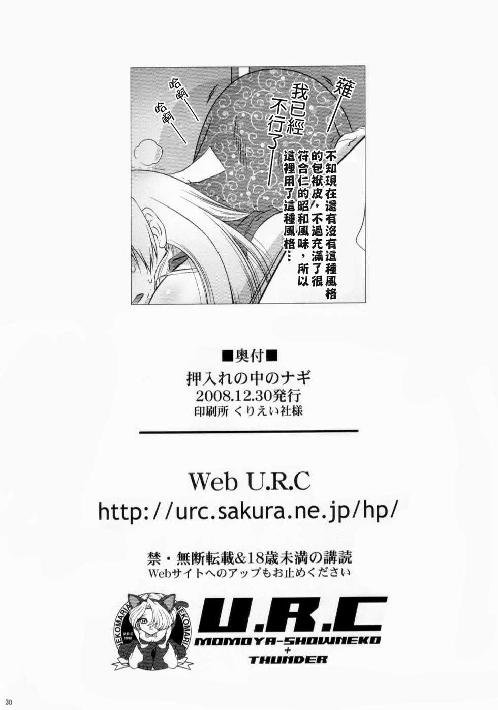 (C75) [U.R.C (MOMOYA SHOW-NEKO)] Oshiire no Naka no Nagi (Kannagi) [Chinese] [Decensored] - Page 29