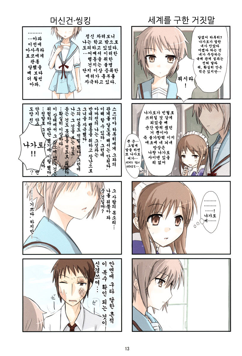 (C72) [OVERALL, no reply (Shiki, Yu-ji)] COOL DRIVE 2 (Lucky Star, The Melancholy of Haruhi Suzumiya) [Korean] - Page 12