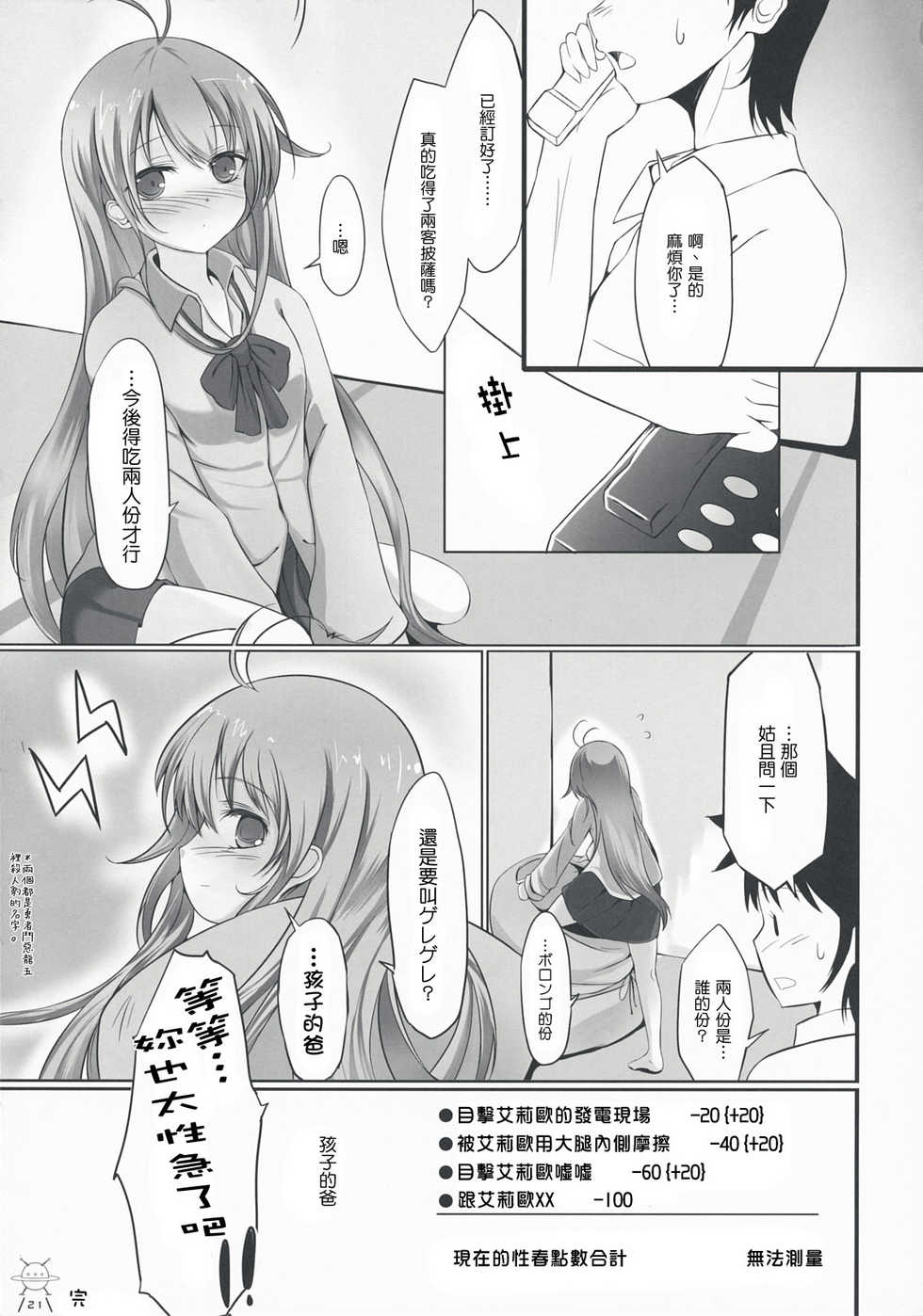(C76) [Dream Halls! (Tsuzuri)] Ginga no Hate no kono Machi de. (Denpa Onna to Seishun Otoko) [Chinese] [Genesis漢化] - Page 21