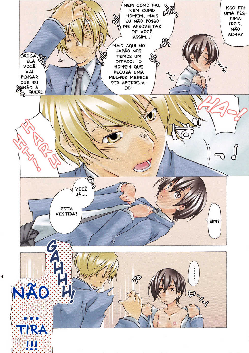 (Uki*Doki Ouran-sai) [Ichinichi Sanjou (Jinguu Kozue)] Inu to Ousama (Ouran High School Host Club) [Portuguese-BR] [Lampard] - Page 4