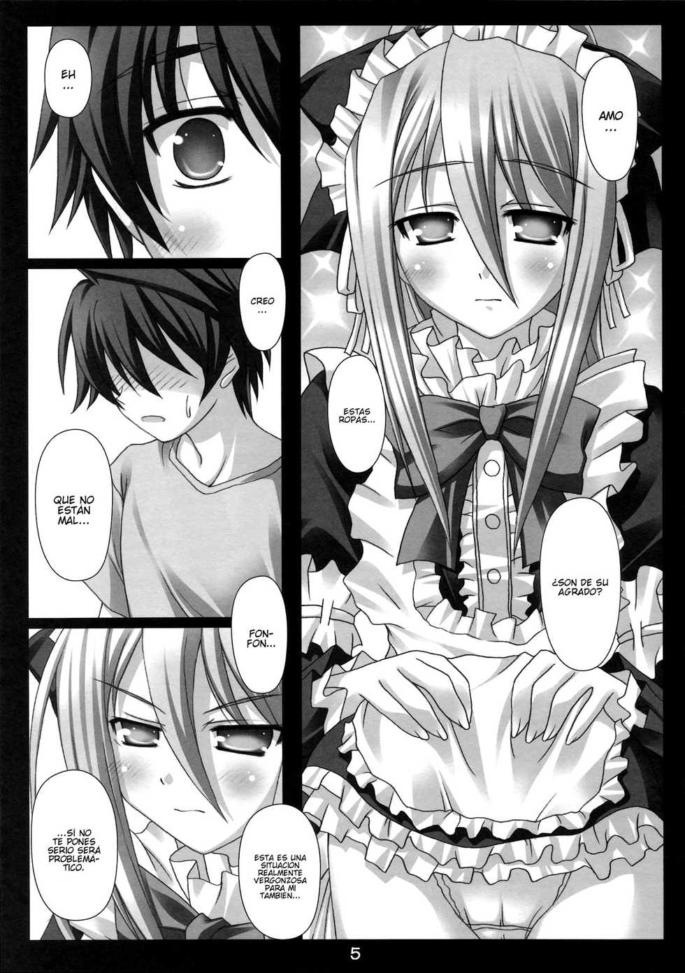 (COMIC1☆3) [Nirvana Soft (HIRONII)] Felli no Hi-Mitsu Tokkun (Chrome Shelled Regios) [Spanish] - Page 5