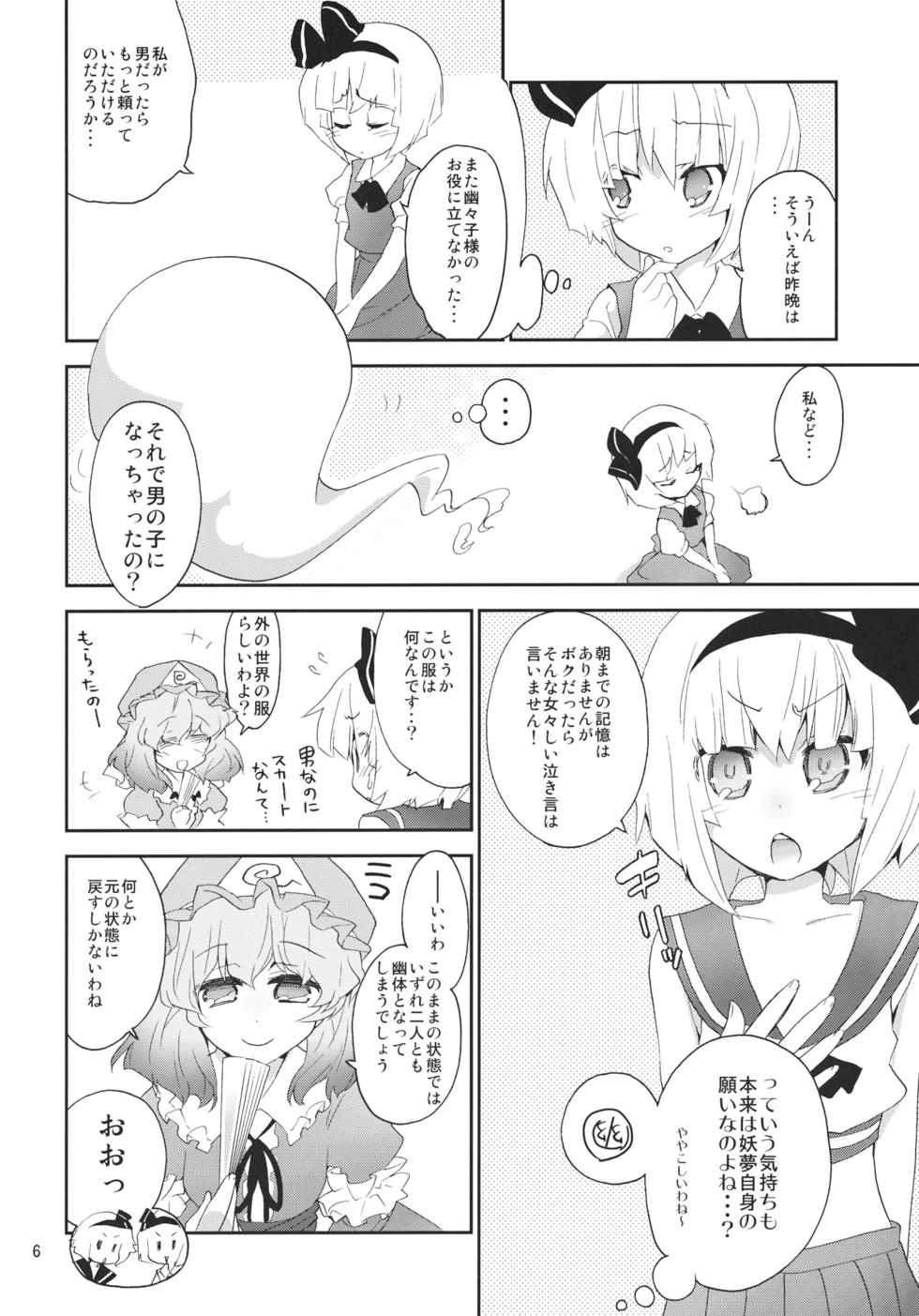(C80) [Spicia (Kiritomo Koroha)] Myonko to Myono ga Yuyuko-sama no Kyouryoku de Nakanaori. (Touhou Project) - Page 5