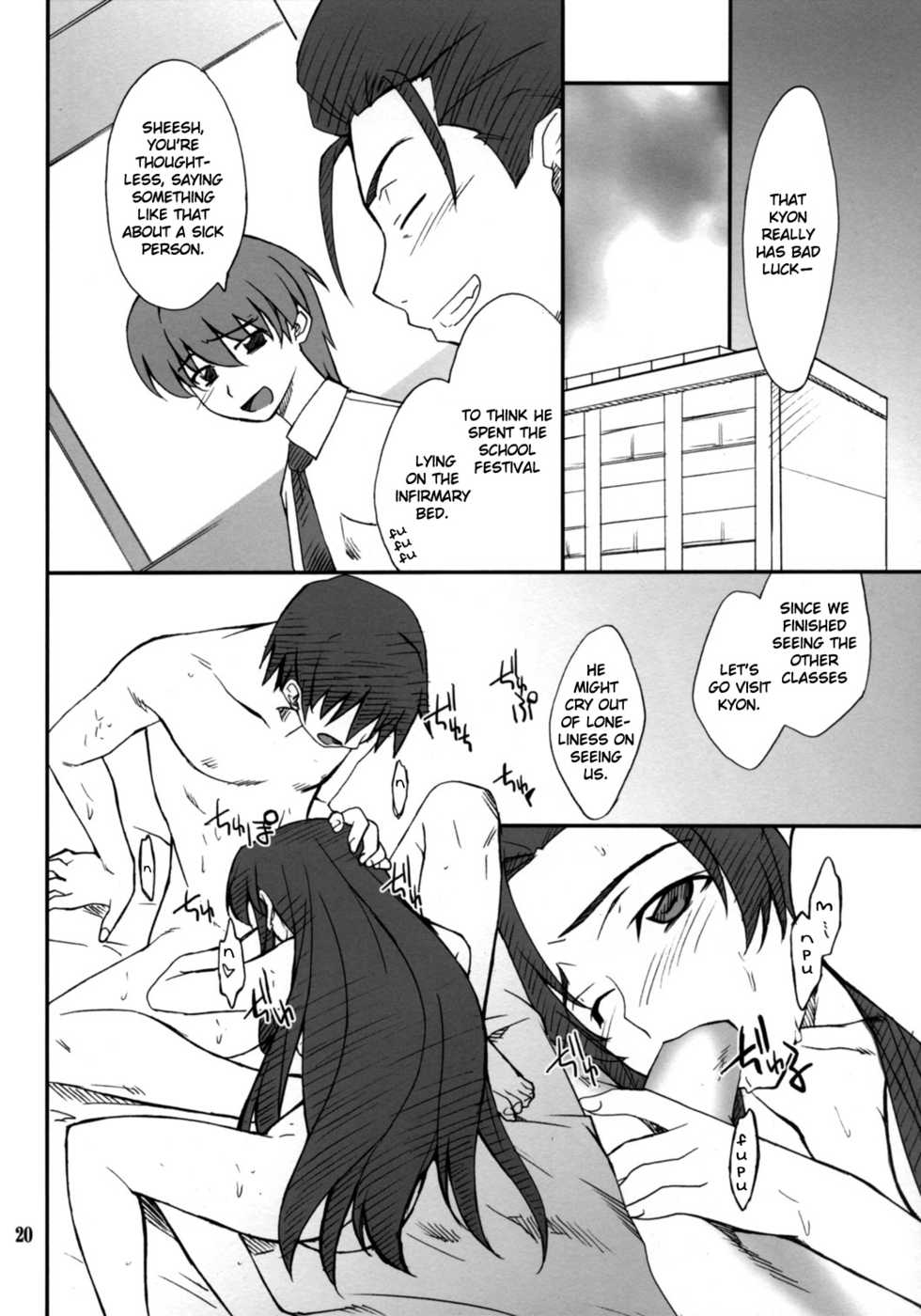 (C70) [P-Forest (Hozumi Takashi)] Mousou Desho Desho? Megassa Ecchi na Meiyo Komon ga Ajimisurussa! (The Melancholy of Haruhi Suzumiya) [English] [EHCOVE] - Page 19