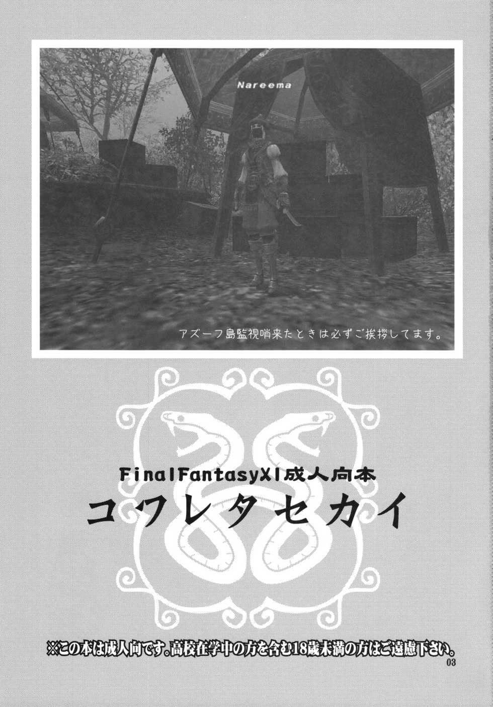 (C73) [Brough-Superior, Jikusando! (Tsujisaki Sou)] Kowareta Sekai (Final Fantasy XI) - Page 2