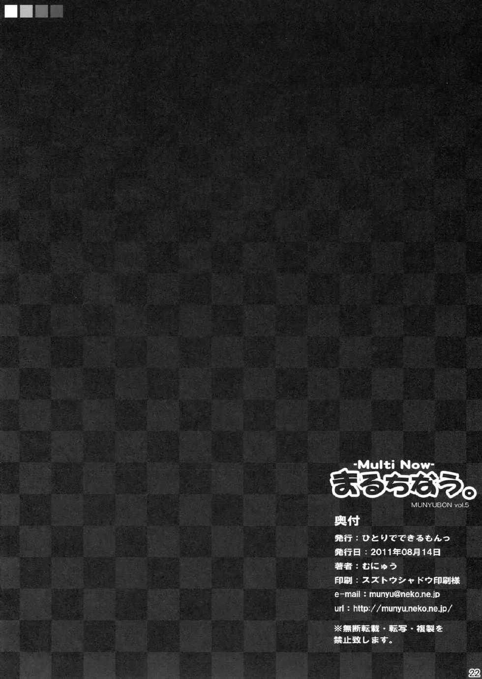 (C80) [Hitoride Dekirumon (Munyuu)] Multi Now (To Heart) - Page 21