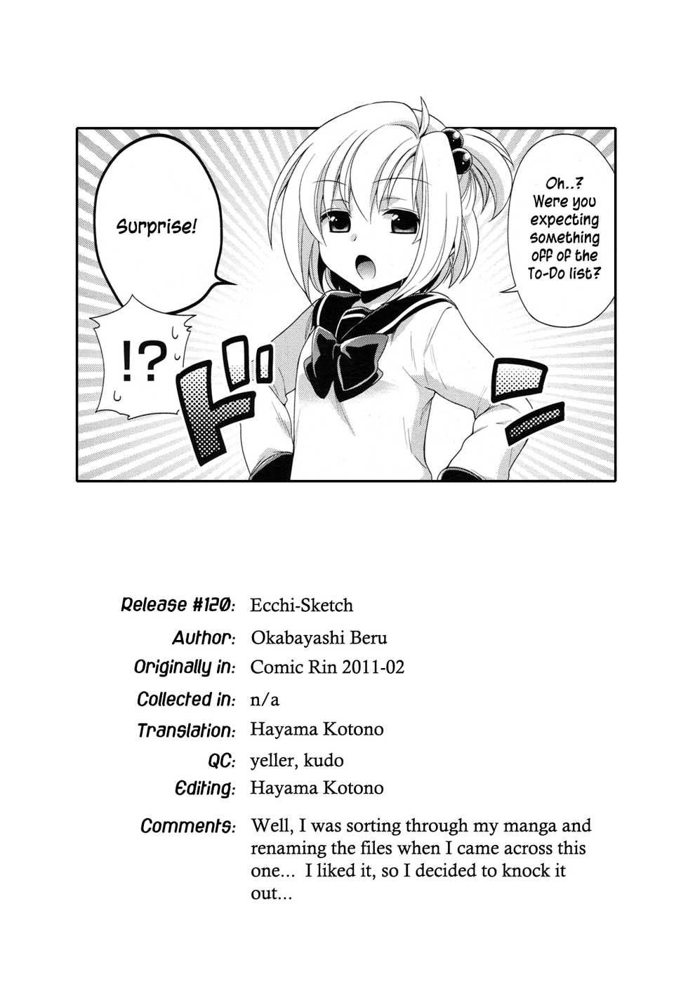 [Okabayashi Beru] Ecchi Sketch (COMIC RiN 2011-02) [English] [Hayama_Kotono] - Page 17