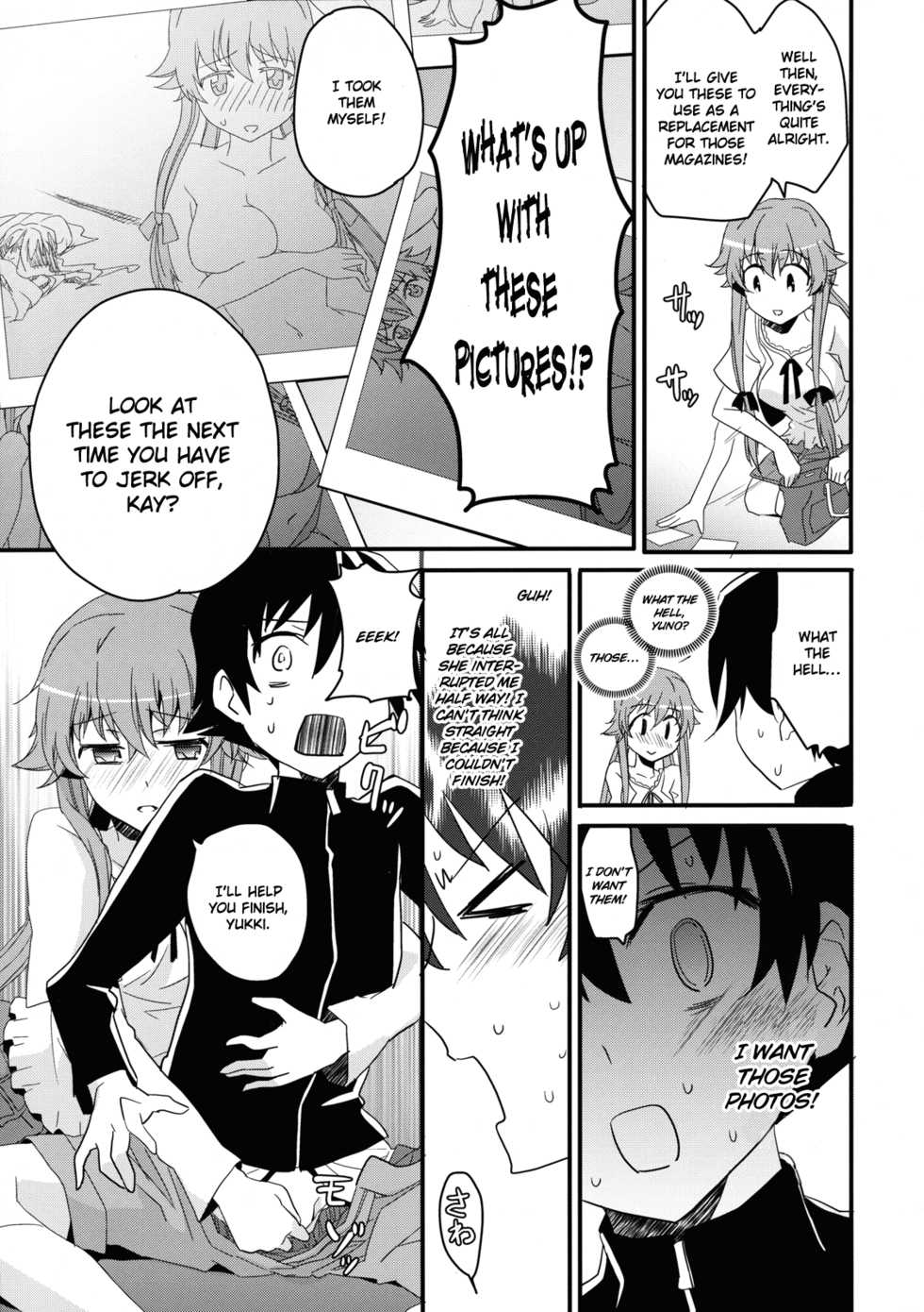 (C81) [Aienkien (Aito Matoko)] Stalker kara Hajimaru Ai mo Arundayo | There's Love That Can Begin From Stalking Too! (Mirai Nikki) [English] [life4Kaoru] - Page 8