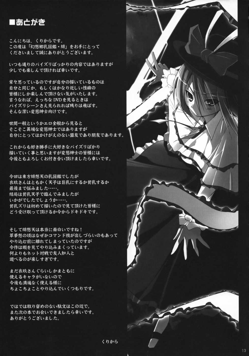 (C74) [TOYBOX, Kujira Logic (Kurikara, Kujiran)] Gensoukyou Chichi Zukan - Hi (Touhou Project) - Page 12