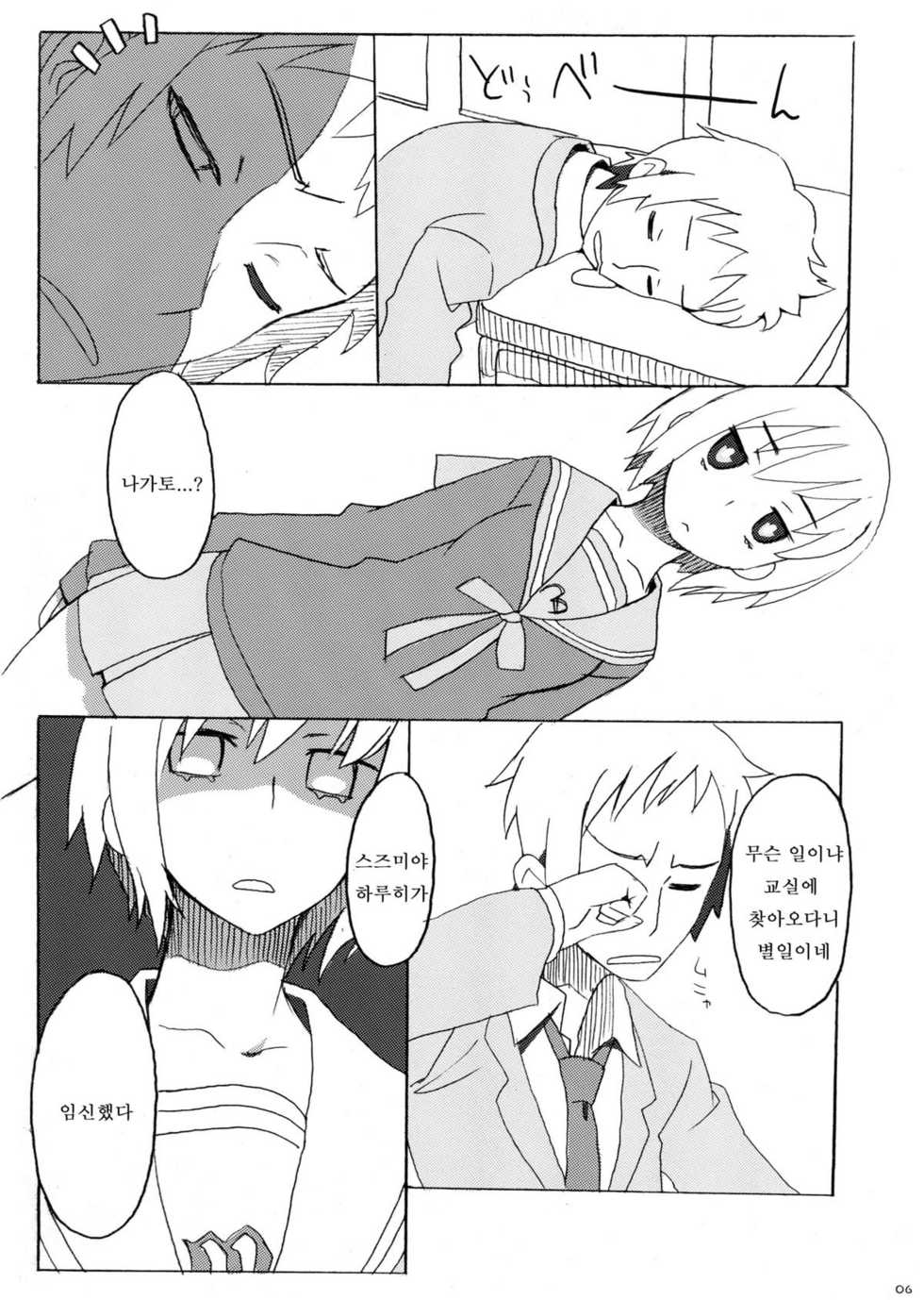 (C76) [ROMANTIC FOOL (Yoshida On)] Suzumiya Haruhi no Fukuon, Matawa Genzai (The Melancholy of Haruhi Suzumiya) (korean) - Page 8