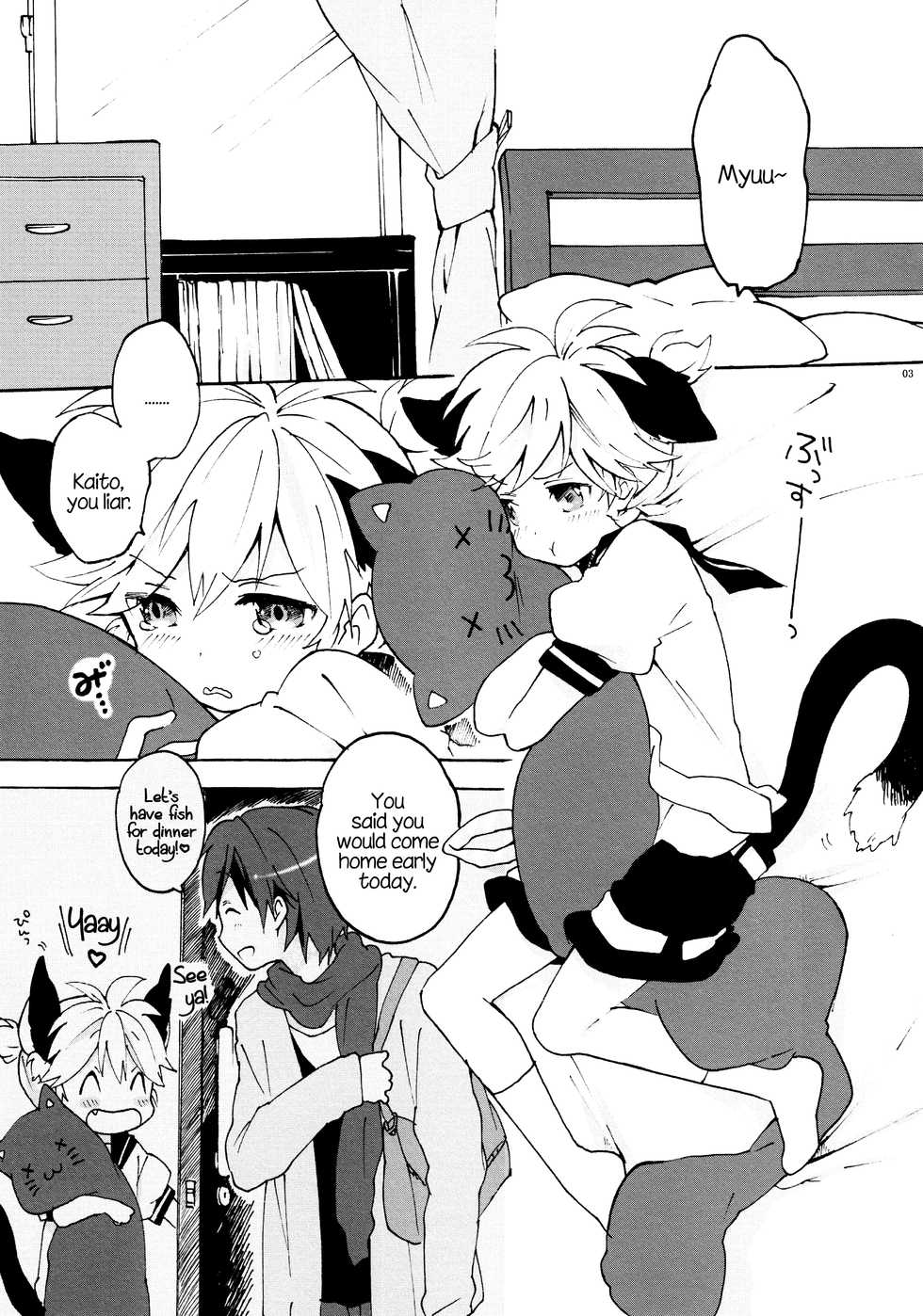 (CCOsaka84) [hey you! (Non)] Nuko Len-kyun to Nuko Nuko suru Hon. | Kitty Kitty Bang Bang with Catboy Len (Vocaloid) [English] =SW= - Page 2