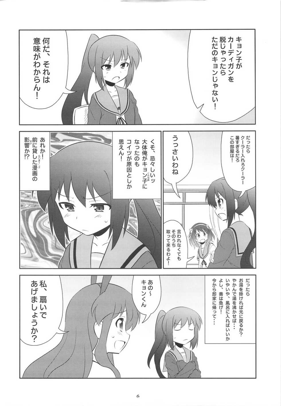 (C74) [Metamorphose (GUY)] Kyonko no kentai life wa 0 yo! (The Melancholy of Haruhi Suzumiya) - Page 5