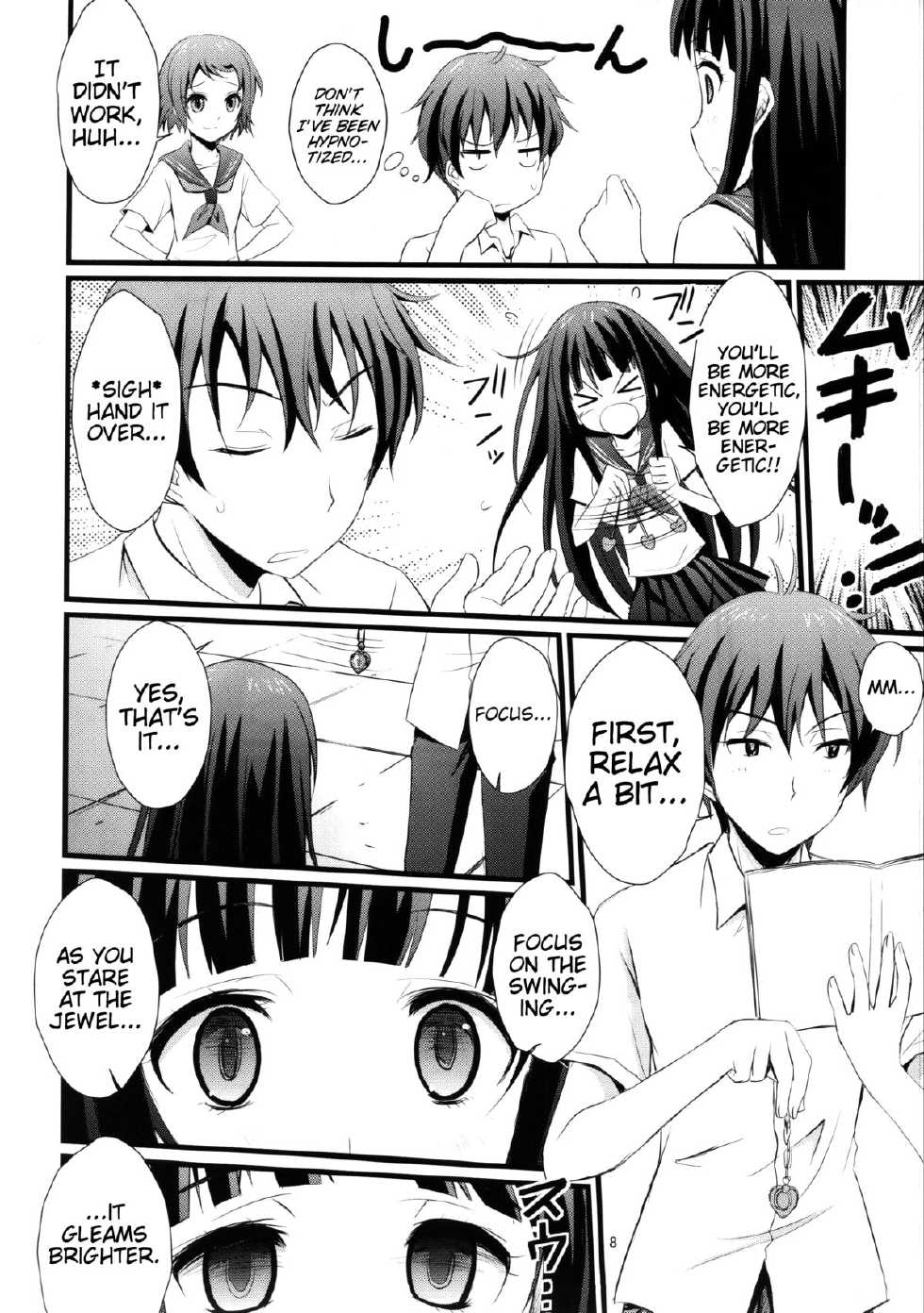 (C82) [Magudara Kaihou Doumei (Tsukuyomi Sazin)] Watashi Saimin ni Kakarimasu | I've Been Hypnotized! (Hyouka) [English] (Trinity Translations Team + Little White Butterflies) - Page 7