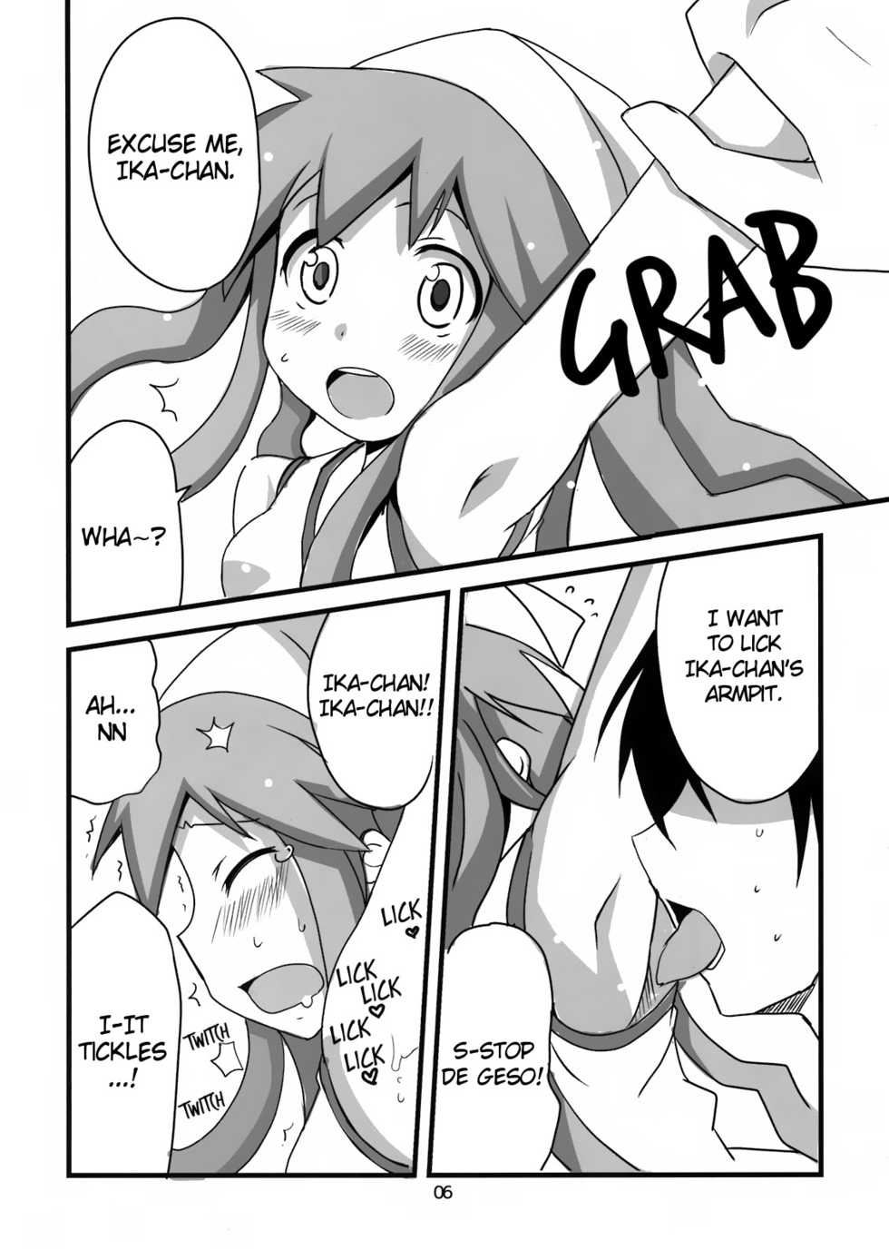 (SC51) [BlueMage (Aoi Manabu)] Peropero suru no o Yamena Ika! | Won't you stop licking! (Shinryaku! Ika Musume) [English] =LWB= - Page 6