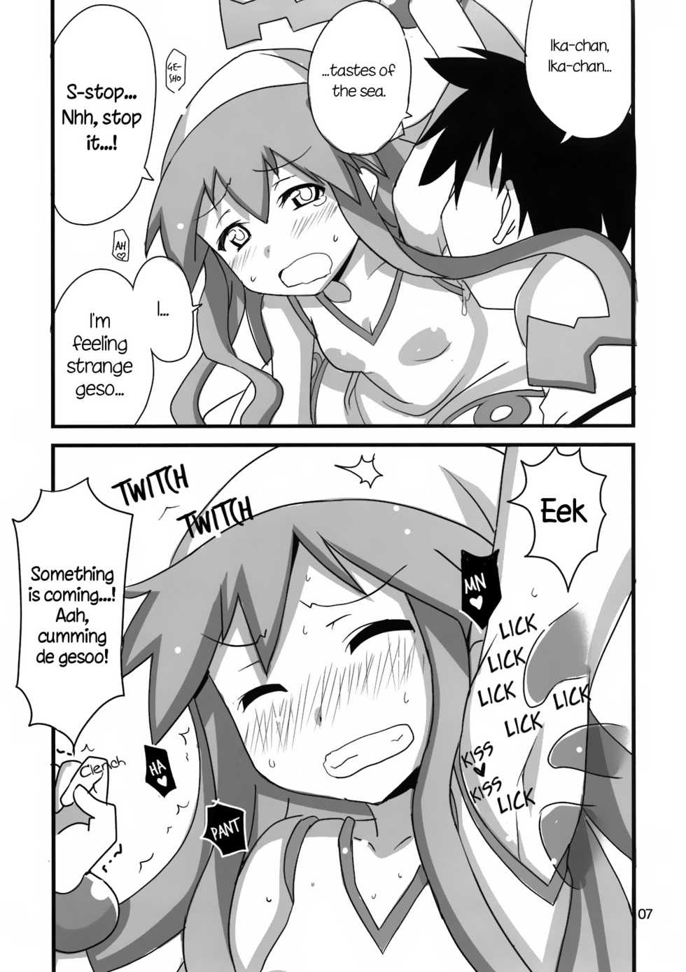 (SC51) [BlueMage (Aoi Manabu)] Peropero suru no o Yamena Ika! | Won't you stop licking! (Shinryaku! Ika Musume) [English] =LWB= - Page 7