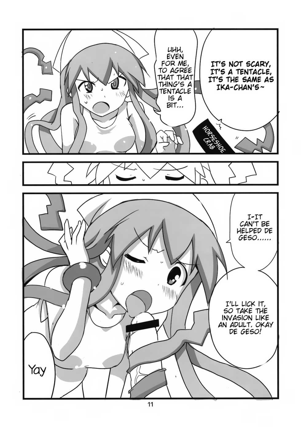 (SC51) [BlueMage (Aoi Manabu)] Peropero suru no o Yamena Ika! | Won't you stop licking! (Shinryaku! Ika Musume) [English] =LWB= - Page 11
