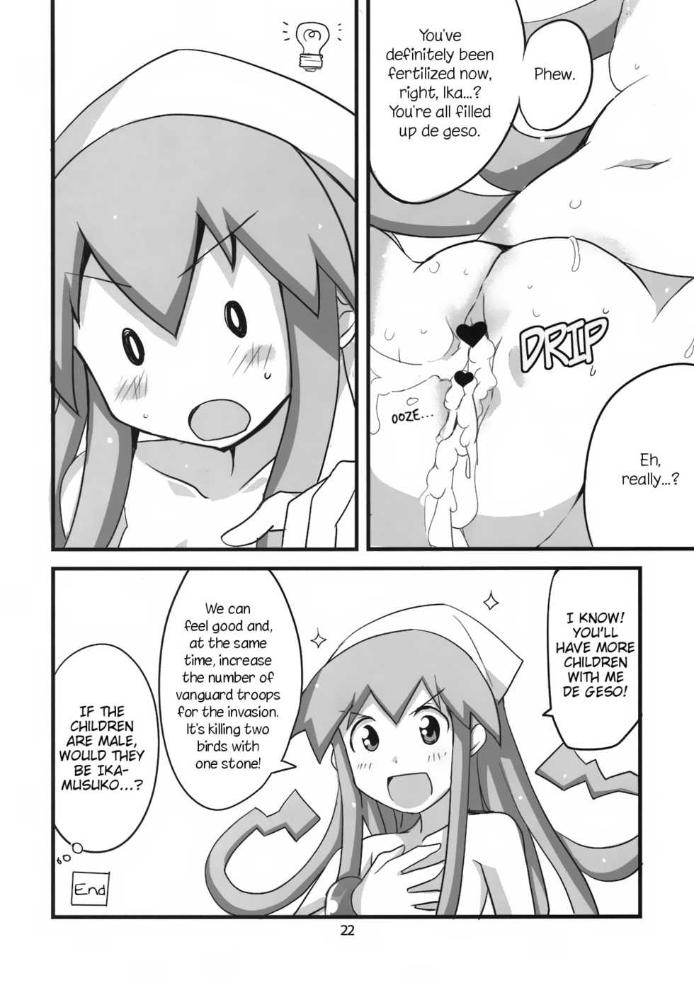 (SC51) [BlueMage (Aoi Manabu)] Peropero suru no o Yamena Ika! | Won't you stop licking! (Shinryaku! Ika Musume) [English] =LWB= - Page 22