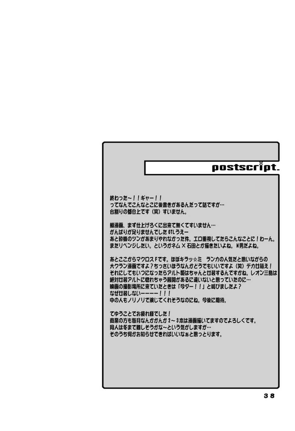 (C74) [HONEY QP (Inochi Wazuka)] Kyochin Musume (Bleach, Code Geass, Macross Frontier) - Page 38