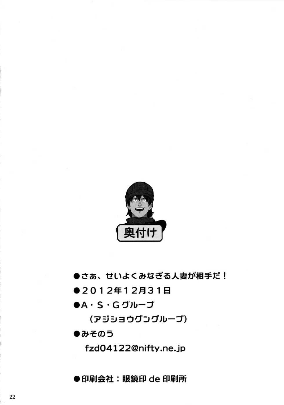 (C83) [A.S.G Group (Misonou)] Saa, Seiyoku Minagiru Hitozuma ga Aite da! (Dragon Quest V) - Page 23