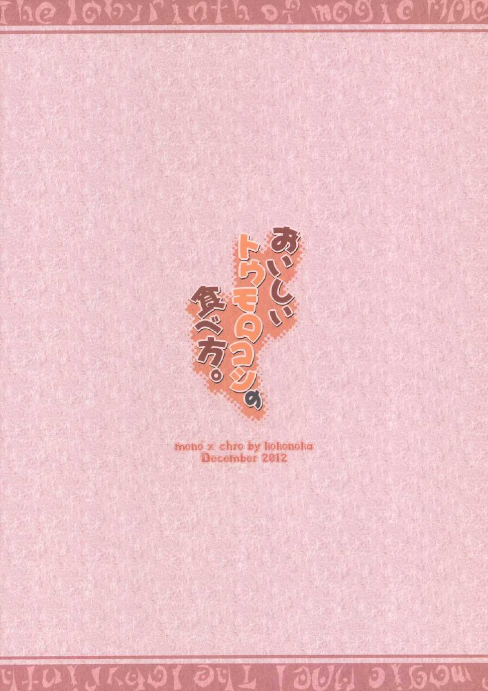 (C83) [Mono x Chro (Kokonoka)] Oishii Toumorokoshi no Tabekata. + Clear File | 맛있는 옥수수를 먹는방법 (Magi) [Korean] [Team Arcana] - Page 22