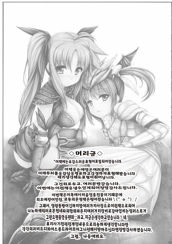(C77) [Uni no Tane (Ichiru Bou, uni8)] MONSTER HUNTER Lyrical Fate β-Han (Magical Girl Lyrical Nanoha) [Korean] - Page 2