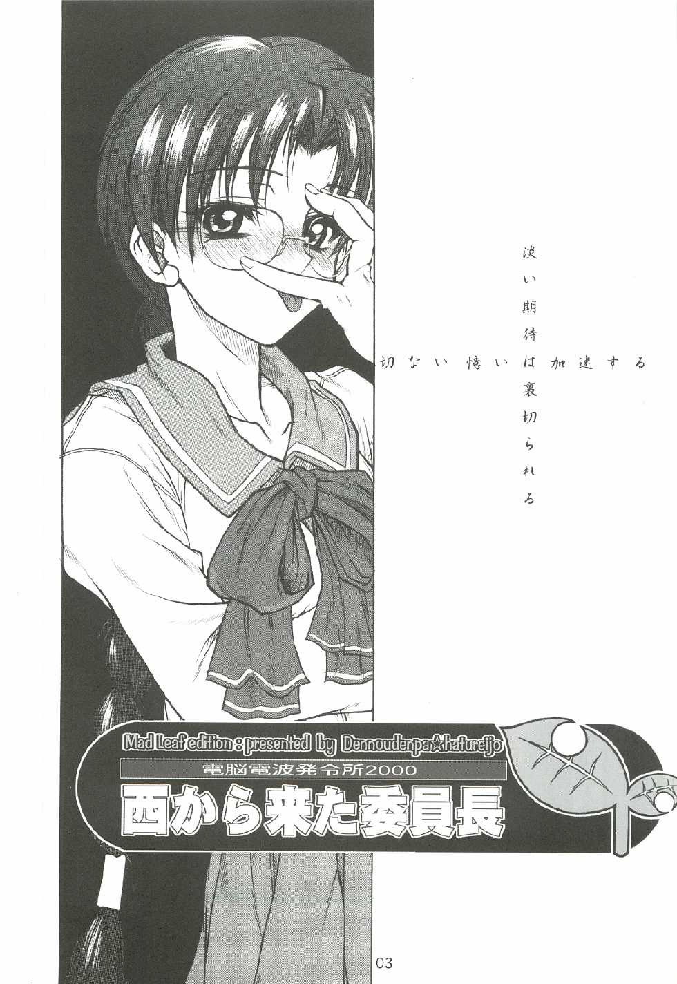 [Dennou Denpa Hatsureisho (Harukaze Koucha)] Nishi kara Kita Onna (ToHeart) - Page 2