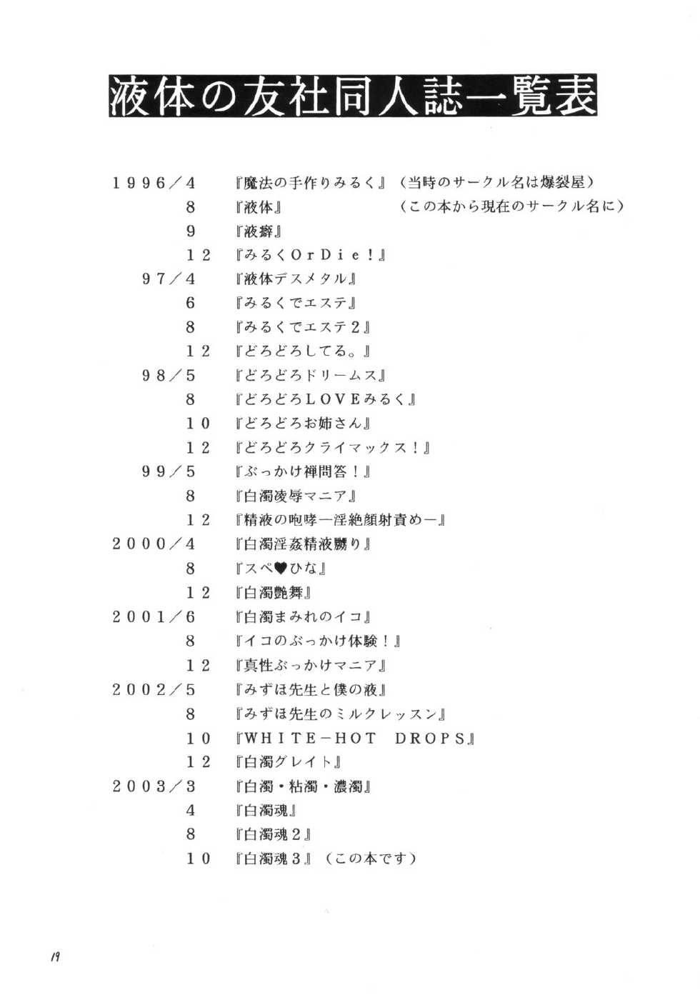 (CR34) [Ekitai no Tomosha (Mitsuki Rintarou, Shachi)] Hakudaku Damashii 3 (Shijou Saikyou no Deshi Kenichi) - Page 18