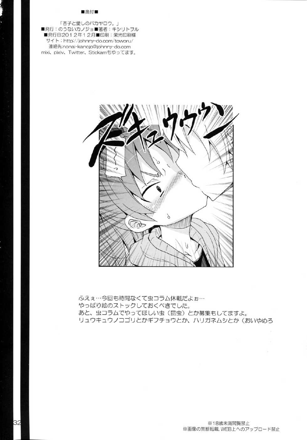 (C83) [Nounai Kanojo (Kishiri Toworu)] Kyouko to Itoshi no Bakayarou | Anzu to Aishi no Bakayarou (Puella Magi Madoka Magica) [Spanish] {Taidana F@nsub} - Page 31
