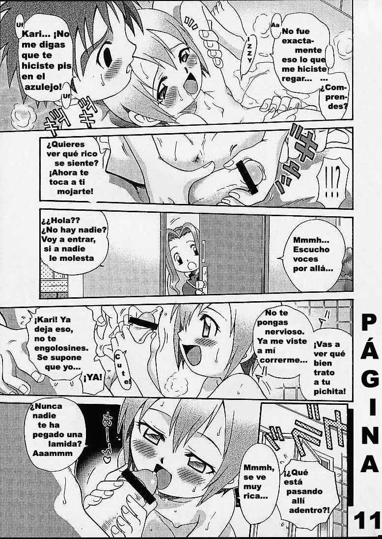 [Studio Tar (Kyouichirou)] Jou-kun, Juken de Ketsukacchin. | La hora del bañode Kari & Friends (Digimon Adventure) [Spanish] [Incomplete] - Page 11