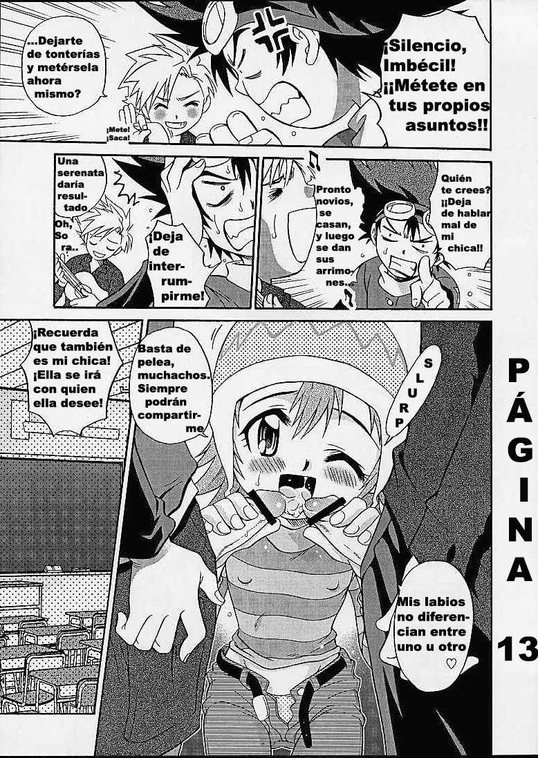 [Studio Tar (Kyouichirou)] Jou-kun, Juken de Ketsukacchin. | La hora del bañode Kari & Friends (Digimon Adventure) [Spanish] [Incomplete] - Page 13