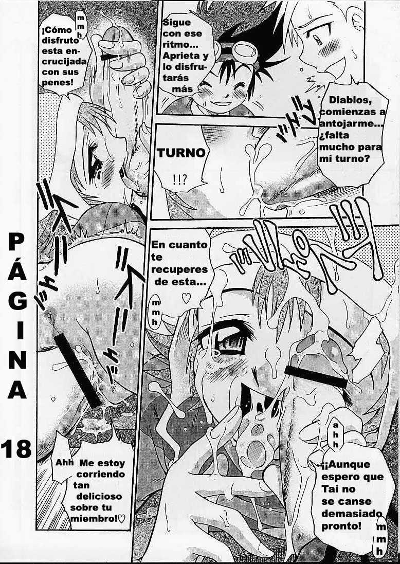 [Studio Tar (Kyouichirou)] Jou-kun, Juken de Ketsukacchin. | La hora del bañode Kari & Friends (Digimon Adventure) [Spanish] [Incomplete] - Page 18