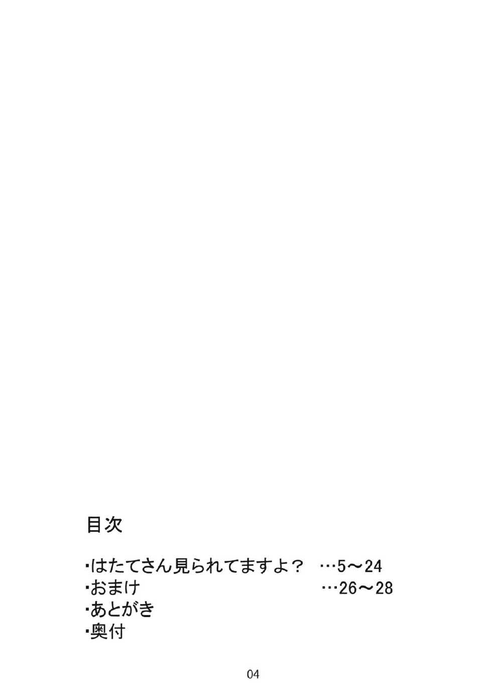 (Reitaisai 10) [Hakkou Kimuti (Hardboiled Yoshiko)] Hatate-san Miraretemasuyo? (Touhou Project) - Page 4