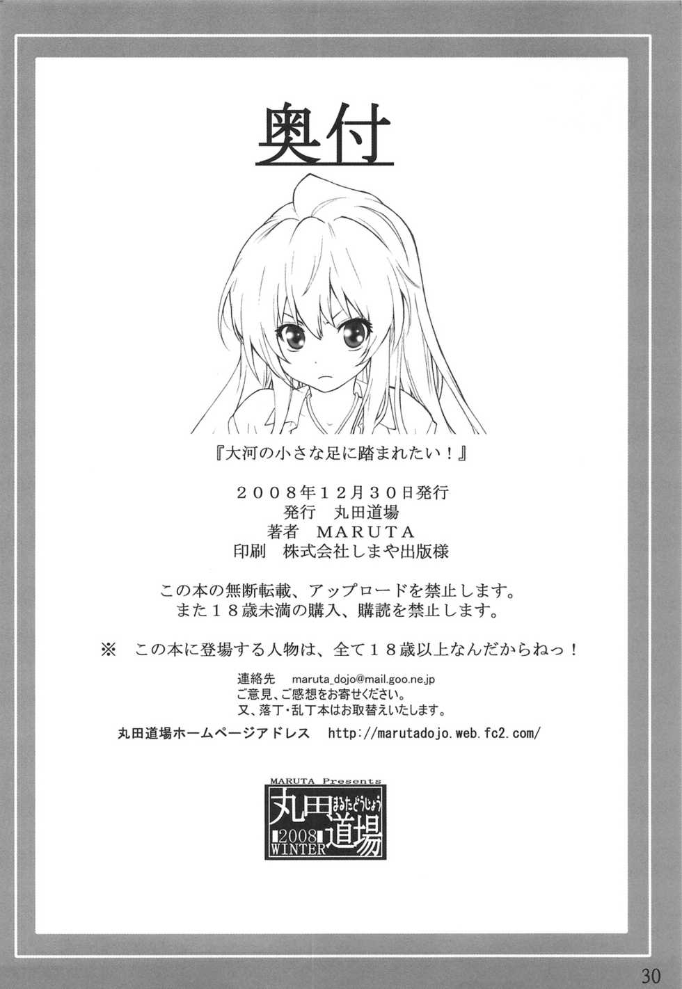(C75) [MARUTA-DOJO (MARUTA)] Taiga no Chisana Ashi Fumaretai! (Toradora!) [Korean] - Page 29