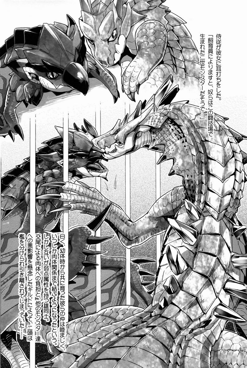 (Kemoket 2) [Kon'na Tokoro no Kinniku Made Kitaeru Nante... (Various)] Monhan Ishuzoku Renai Ansorojii ~ENCOUNT!~ (Monster Hunter) - Page 35