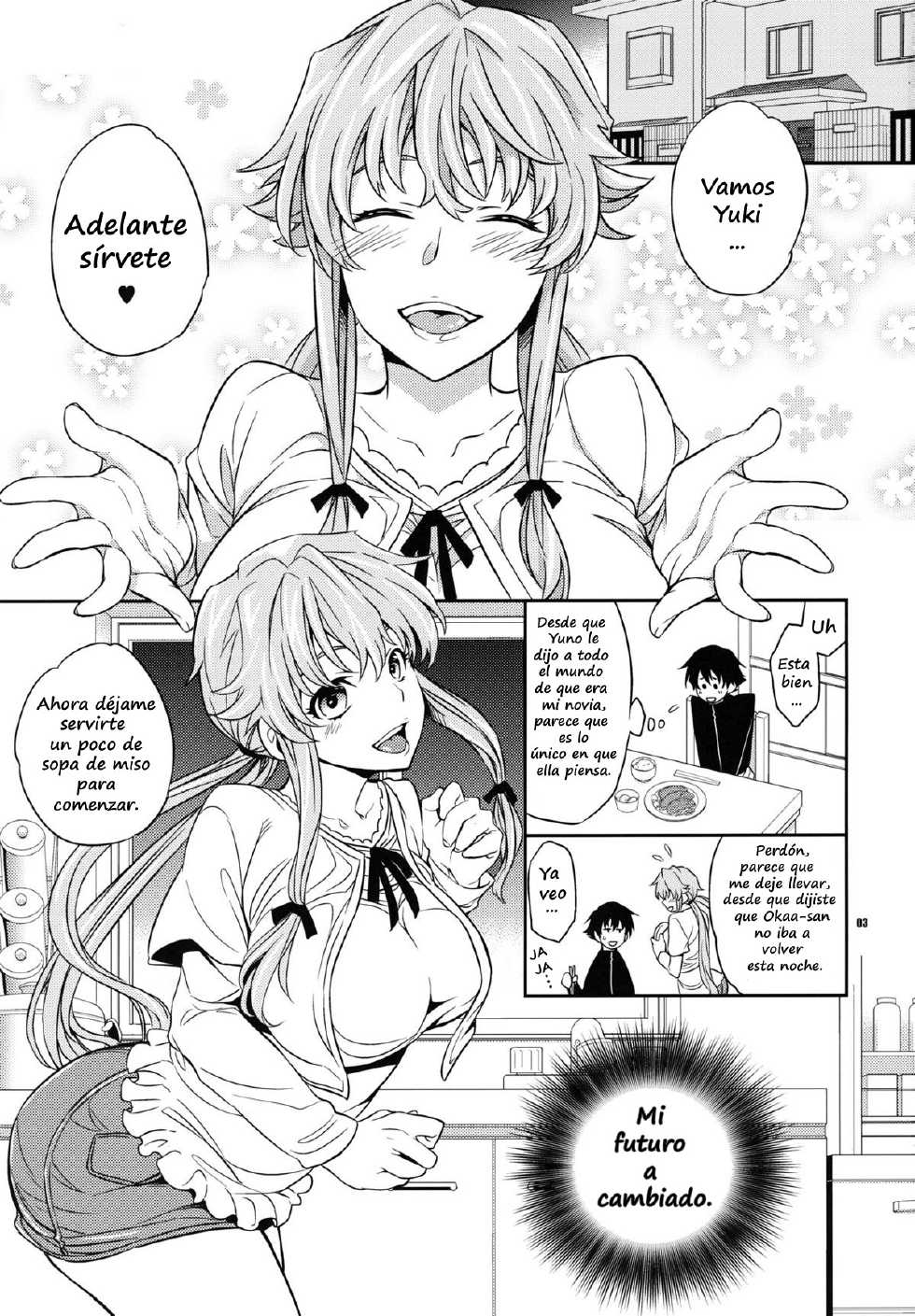 (C81) [Crazy9 (Ichitaka)] Yuki Yuno Ai no Mirai Nikki (Mirai Nikki) [Spanish] [Pockemoncrew] - Page 3