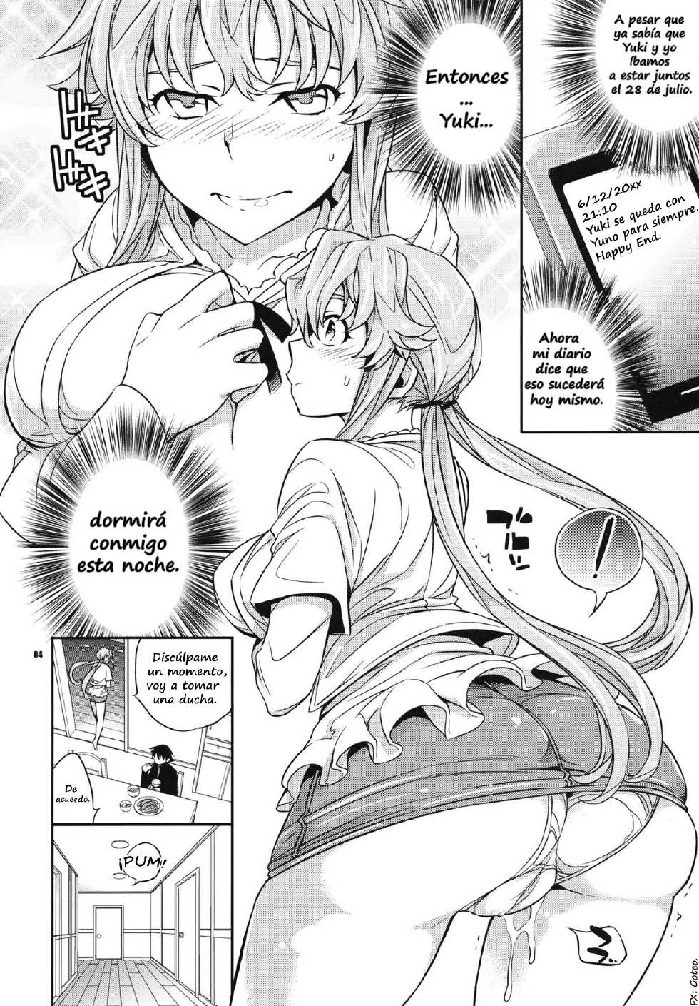 (C81) [Crazy9 (Ichitaka)] Yuki Yuno Ai no Mirai Nikki (Mirai Nikki) [Spanish] [Pockemoncrew] - Page 4