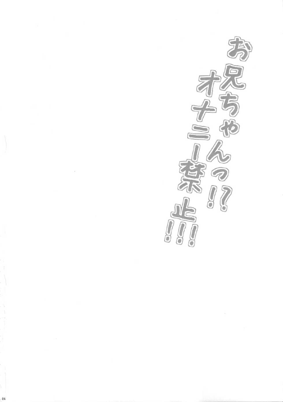 (C82) [Nanka no Atama (Picao)] Onii-chan!? Onanie Kinshi!!! - Page 3