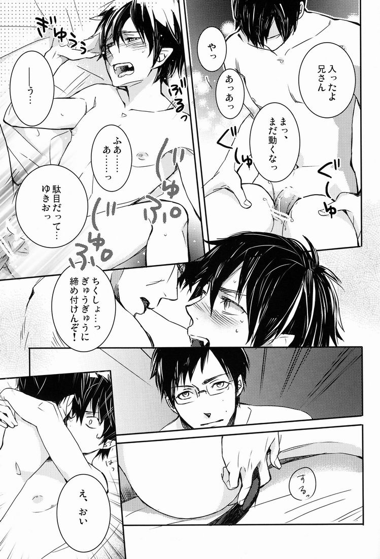(C80) [USB Mement mori (Namiko)] Dou Shita tte Otouto wa Ani ni wa Kanawanai (Ao no Exorcist) - Page 14
