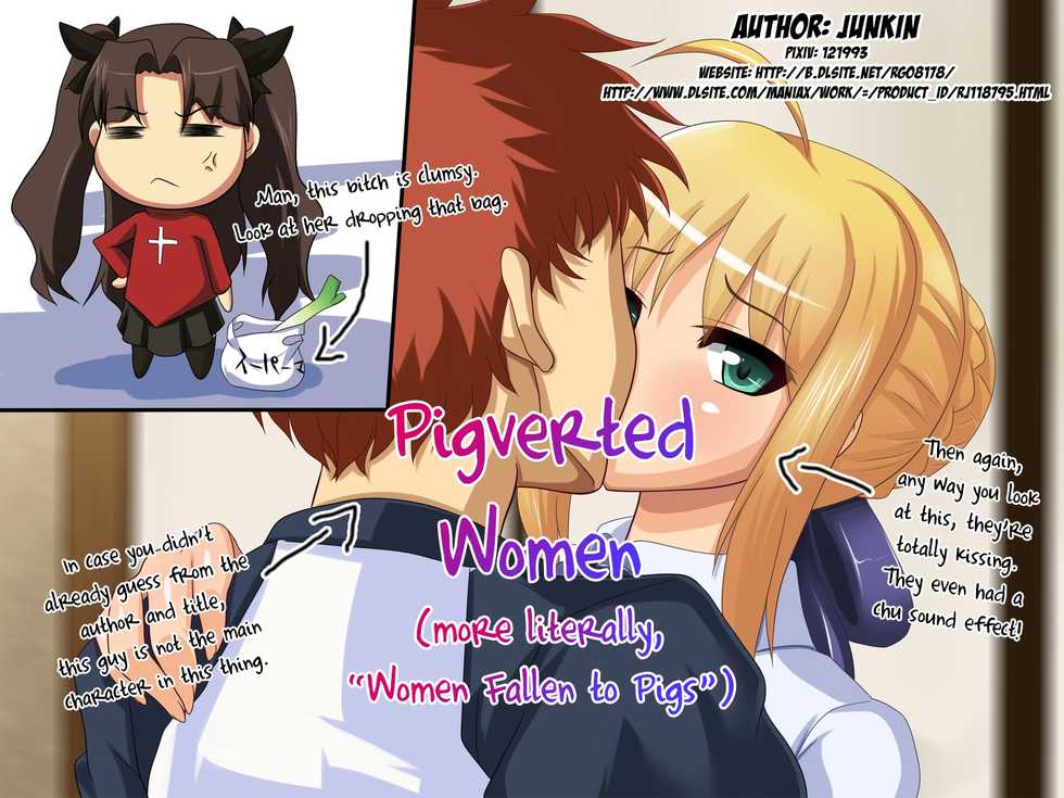 [Junkin] Buta ni Otosareta Onna-tachi | Pigverted Women (Fate/stay night) [English] [Degenerate] - Page 1