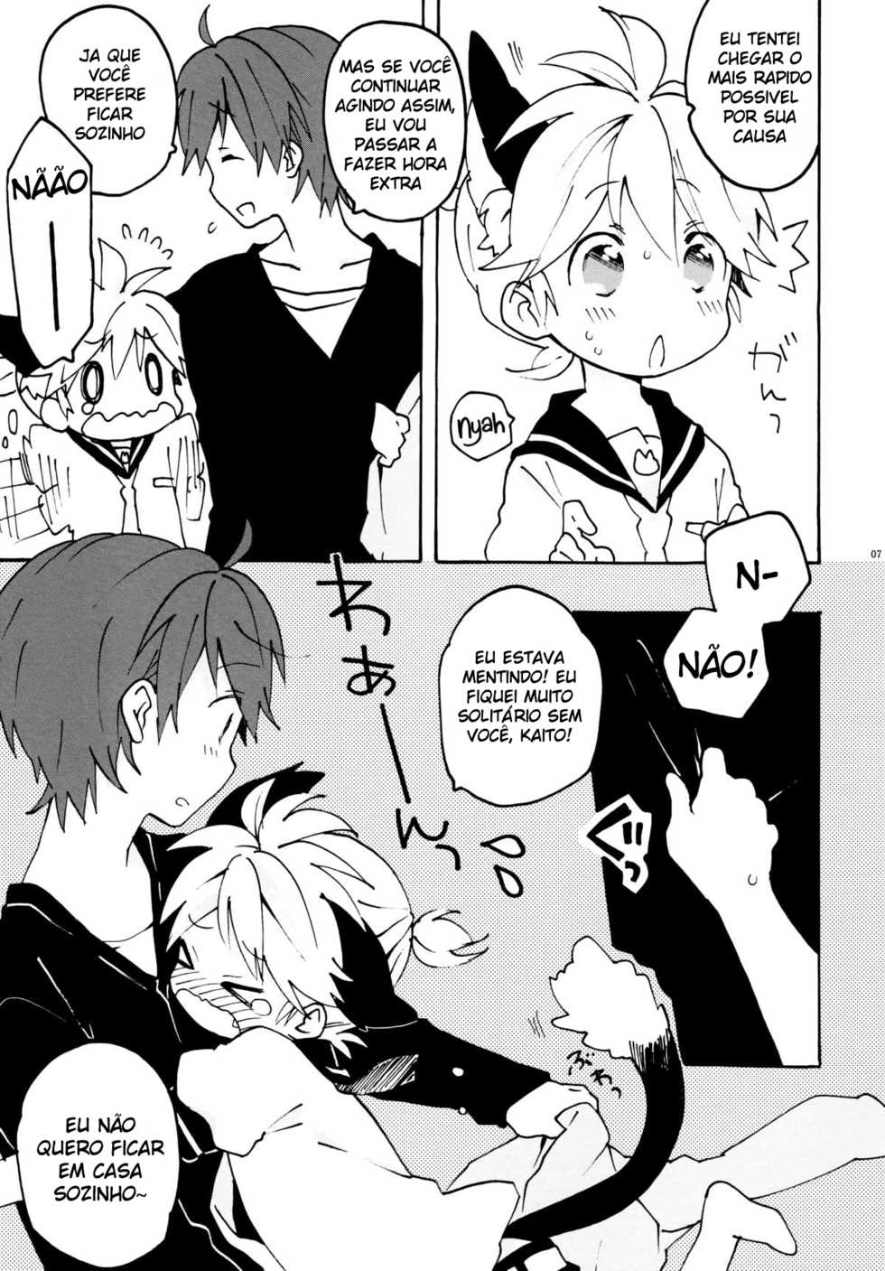 (CCOsaka84) [hey you! (Non)] Nuko Len-kyun to Nuko Nuko suru Hon. | Kitty Kitty Bang Bang with Catboy Len (Vocaloid) [Portuguese-BR] [XD-Yaoi] - Page 7