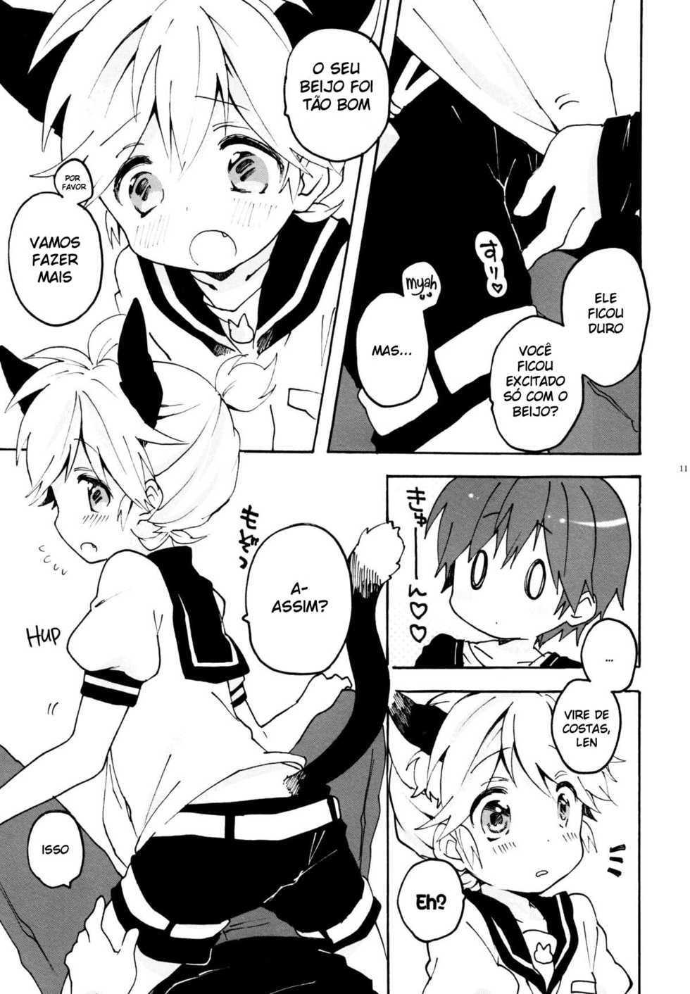 (CCOsaka84) [hey you! (Non)] Nuko Len-kyun to Nuko Nuko suru Hon. | Kitty Kitty Bang Bang with Catboy Len (Vocaloid) [Portuguese-BR] [XD-Yaoi] - Page 11