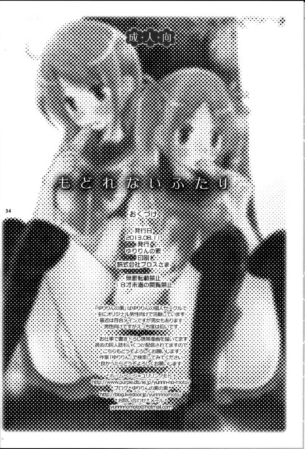 (C84) [Yuririn no Moto (Yuririn)] Modorenai Futari - Page 34