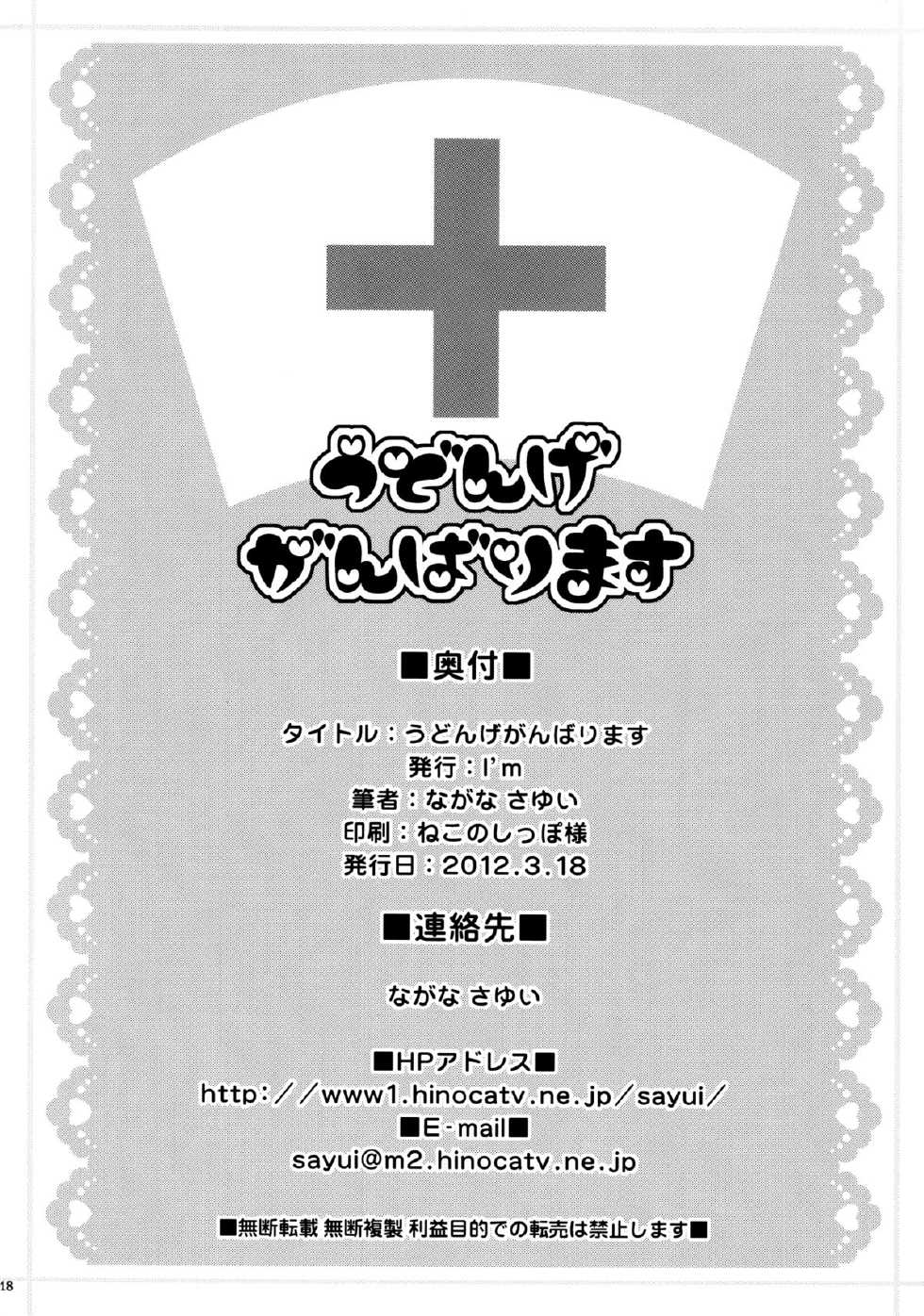 (HARUCC17) [I'm (Nagana Sayui)] Udonge Ganbarimasu (Touhou Project) [Chinese] [伞尖绅士汉化组] - Page 18