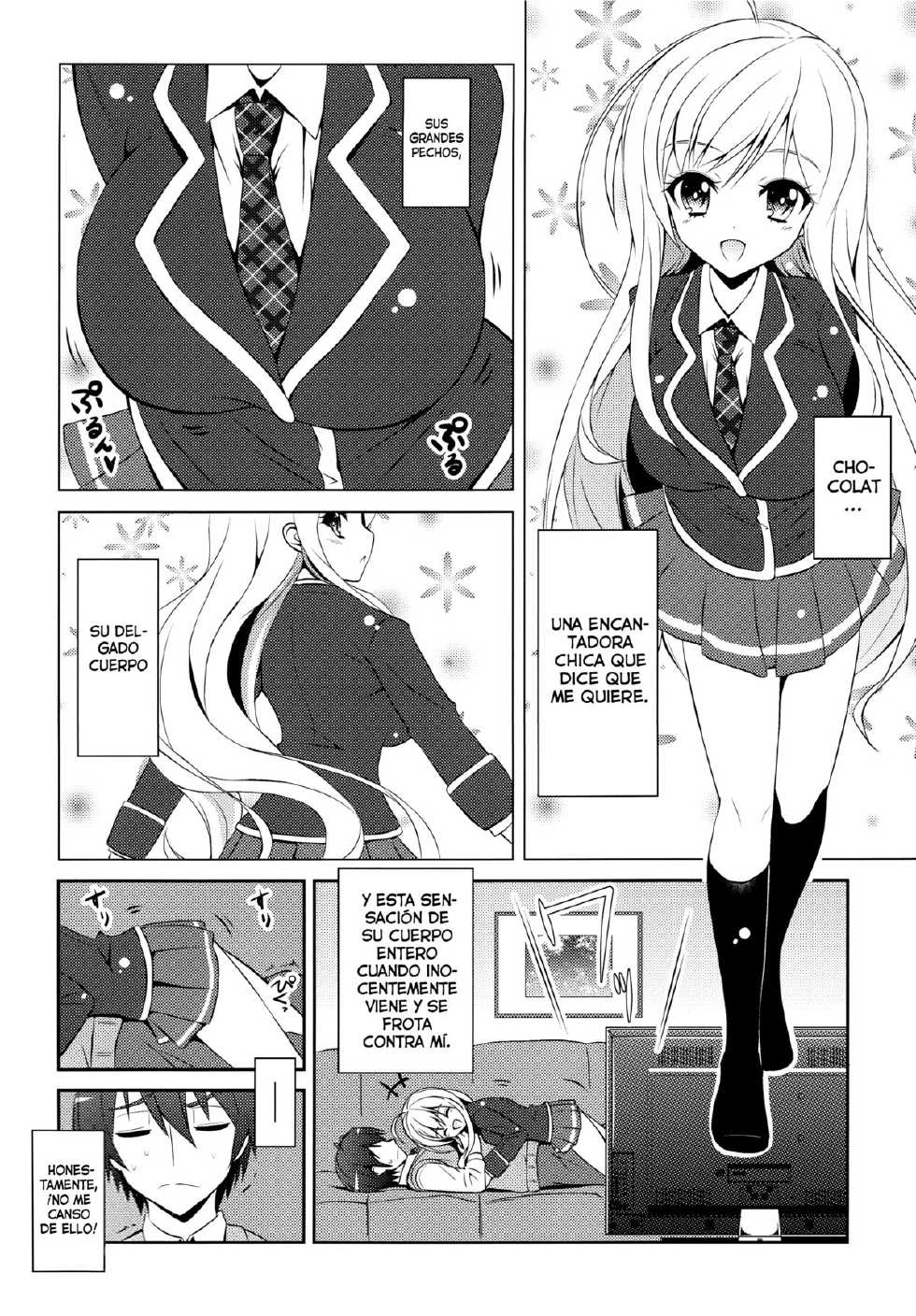 (C85) [MIX-EDGE (Arui Ryou)] Chocolat to Full Course (Ore no Nounai Sentakushi ga, Gakuen Love Comedy wo Zenryoku de Jama Shiteiru) [Español/Spanish][H-Elite] - Page 4